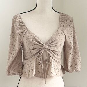 Urban Romantics Babydoll Eyelet Puff Sleeves Top M Ruffle Y2K Cottagecore  NEW